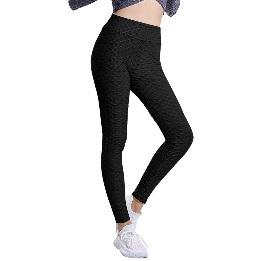 Women's Fashion Jacquarded High Elastic Sports Bodybuilding Cropped Pants Fitness Solided Color High Waist Hip Leggings