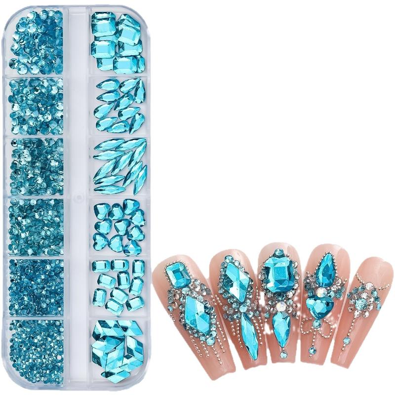 12Grids Nail Rhinestones Luxury Nail Charms Glitter Crystal Jewelry Gems Nail Art Decoration Diy Manicure Rhinestones