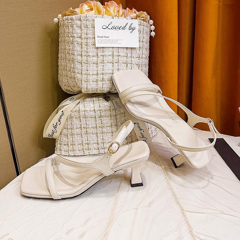 High-heeled Sandals Women's Summer 2025 New Square Head with High Heels Women's Stiletto French Fashion Cool Slippers
