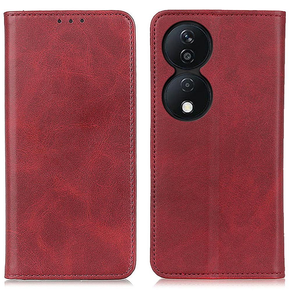 

Для Honor X7b 4G/90 Smart/Play 50 Plus 5G Чехол-кошелек из спилковой кожи с магнитной застежкой Red