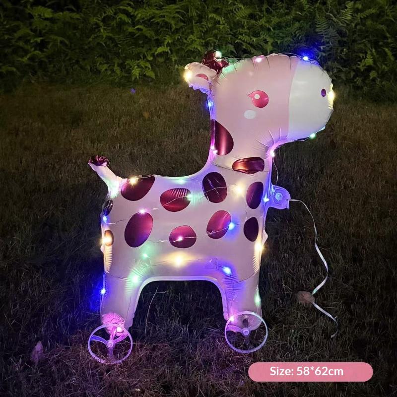 HUAHUAElephant Inspired Standing 4D Glow Foil Balloons with Wheels for Child's Birthday and Baby Shower DecorationsHUAHUA