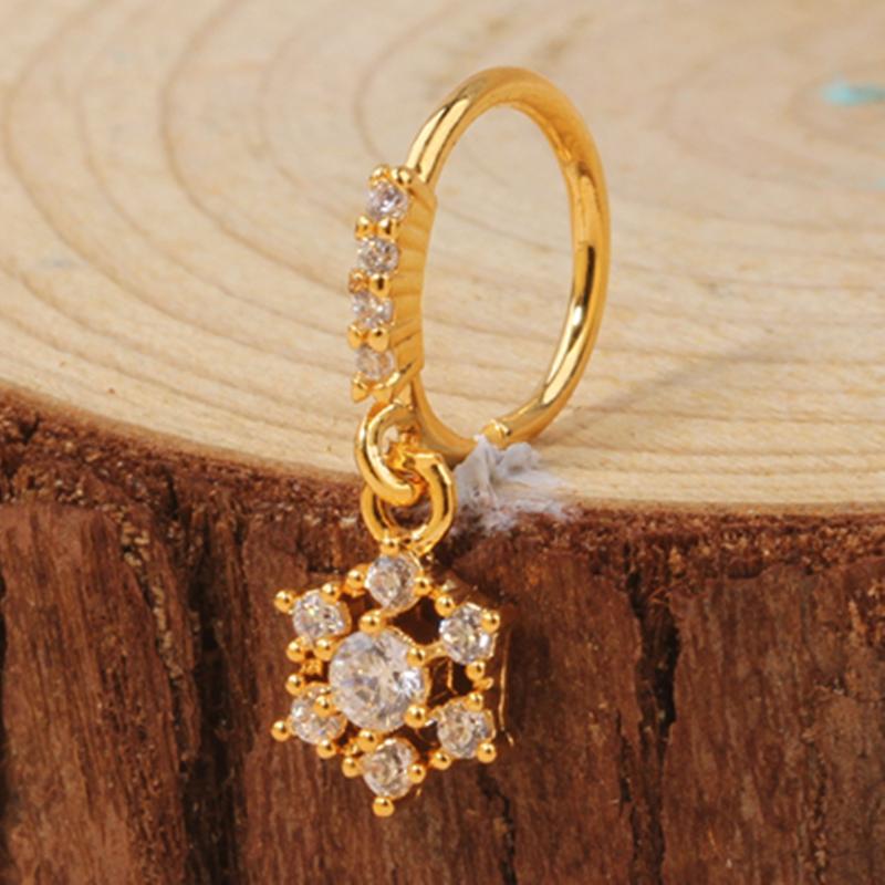 Gold Plated Pendant Nose Ring Hoop for Women Crystal Nose Hoop Protection Jewelry Nose Piercing Cartilage Earring Piercing
