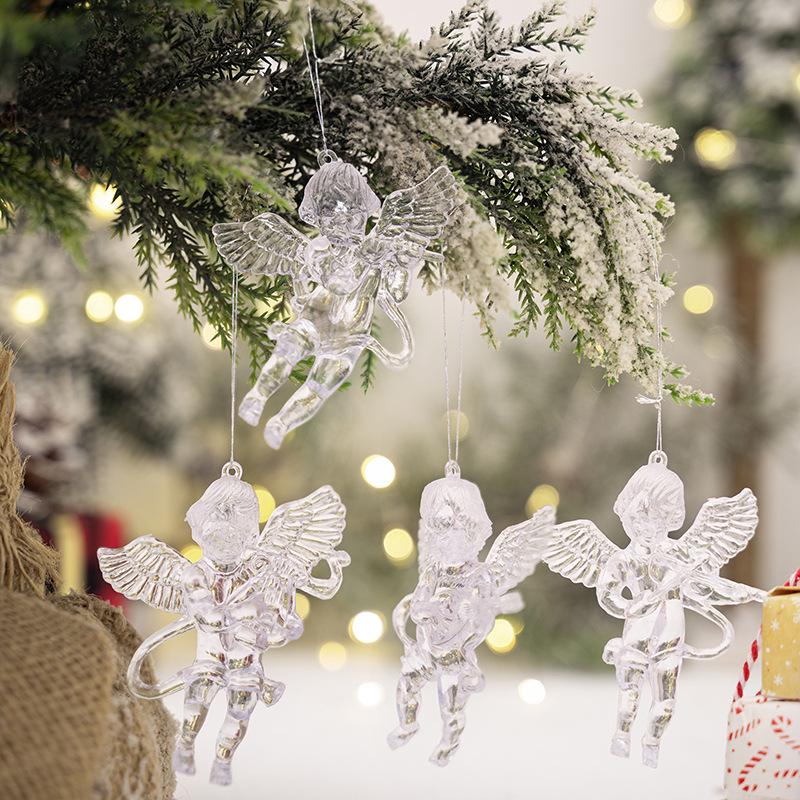 4-Piece Acrylic Angel Christmas Tree Ornaments
