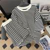 Striped Short Sleeve Women 2Pcs Tracksuit Set Summer Casual Loose Sports Suit T Shirt Shorts Set