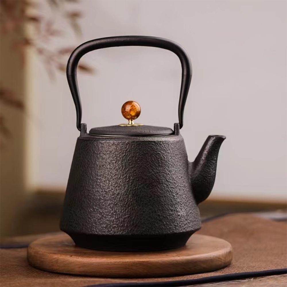 Чугунный горшок в японском стиле, Бытовой чайник для кипячения воды, Кемпинговый чайник для кипячения воды, Винтажный железный чайник, 1000 мл 1L