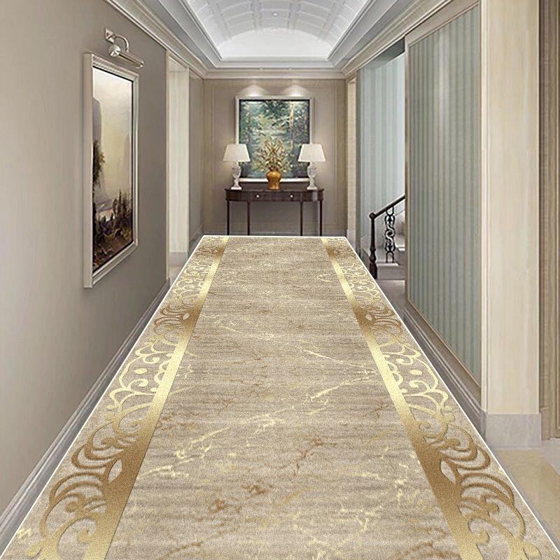 European Style Luxury Long Corridor Carpet Hotel Runners Passageway Lint-free Rug Decoration Stairs Entrance Non-slip Floor Mats