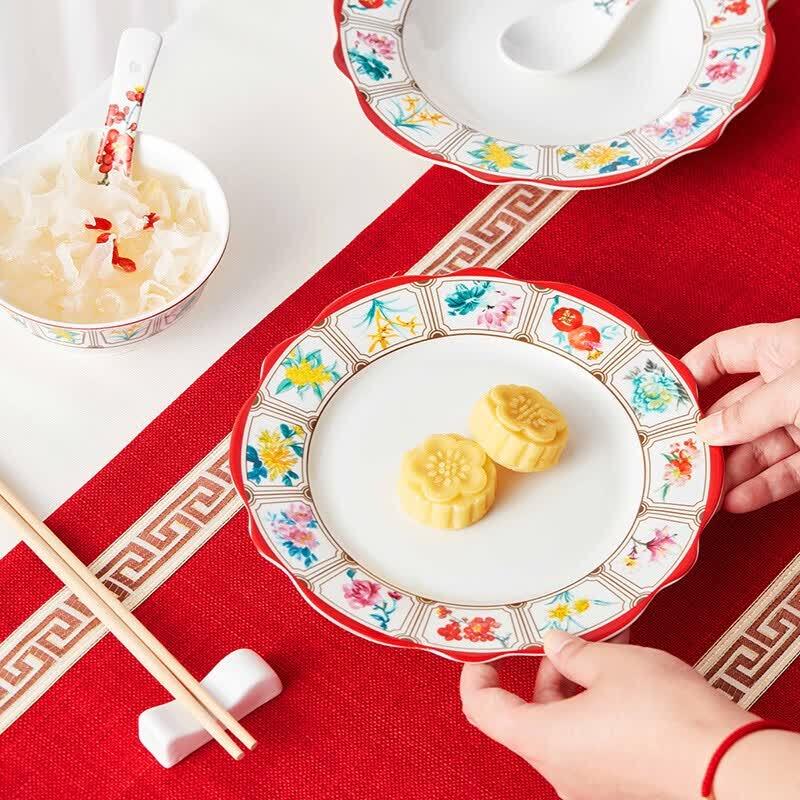 JINGREPUBLIC Twelve Flower Gods Ceramic Dinnerware Gift Set