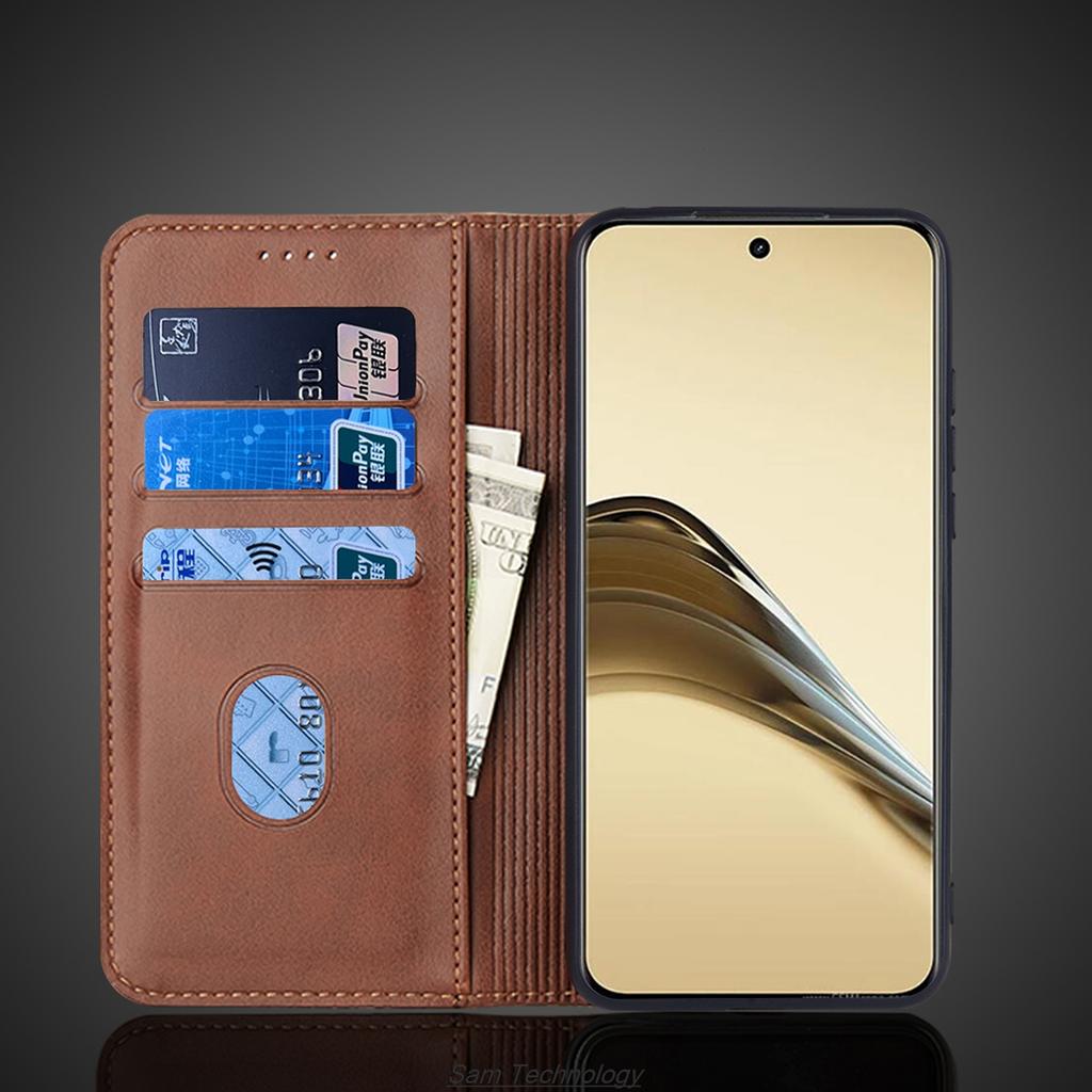 Magnetické kožené pouzdro pro OPPO Realme 13 Pro plus / Realme 13 Pro, výklopné pouzdro, peněženka, taška, kryt, pouzdro