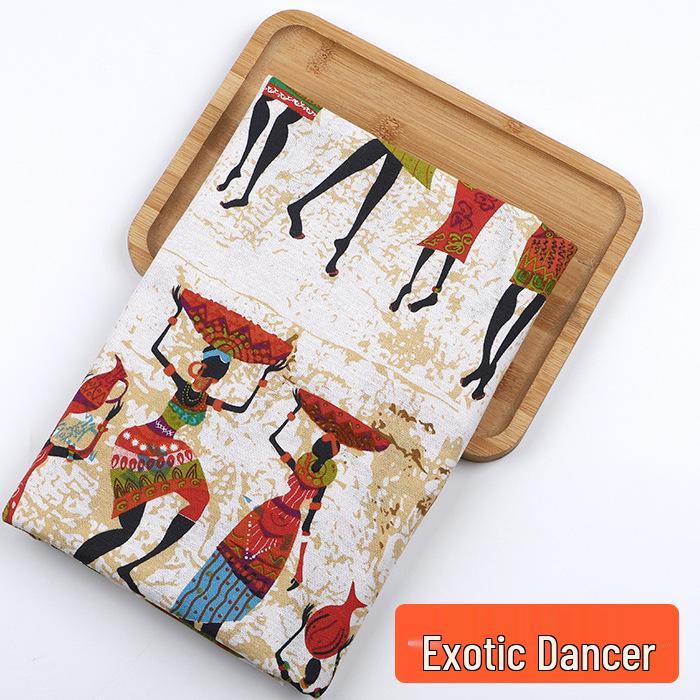 Retro-Style Cotton & Linen Ethnic Print Fabric for Tablecloths, Curtains, Bohemian Clothing - Yunnan Lijiang Design