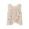 Womens 2026 Asymmetrical Cropped Sleeveless Top - Lightweight Casual Knit Vest In Beige