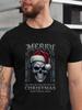 Merry Christmas Heavy Metal T-Shirt - Xmas Holiday Gothic Skull Santa Unisex Tee