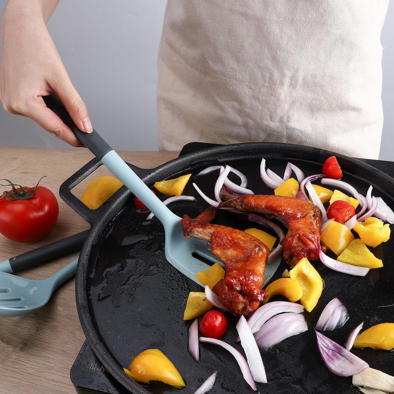 Silicone Kitchen Utensil Set with 3pcs Spatula, Slotted Spoon, Rice Scoop, Non-Stick Pan Turner, and Soup Ladle , Essential Cooking Tools