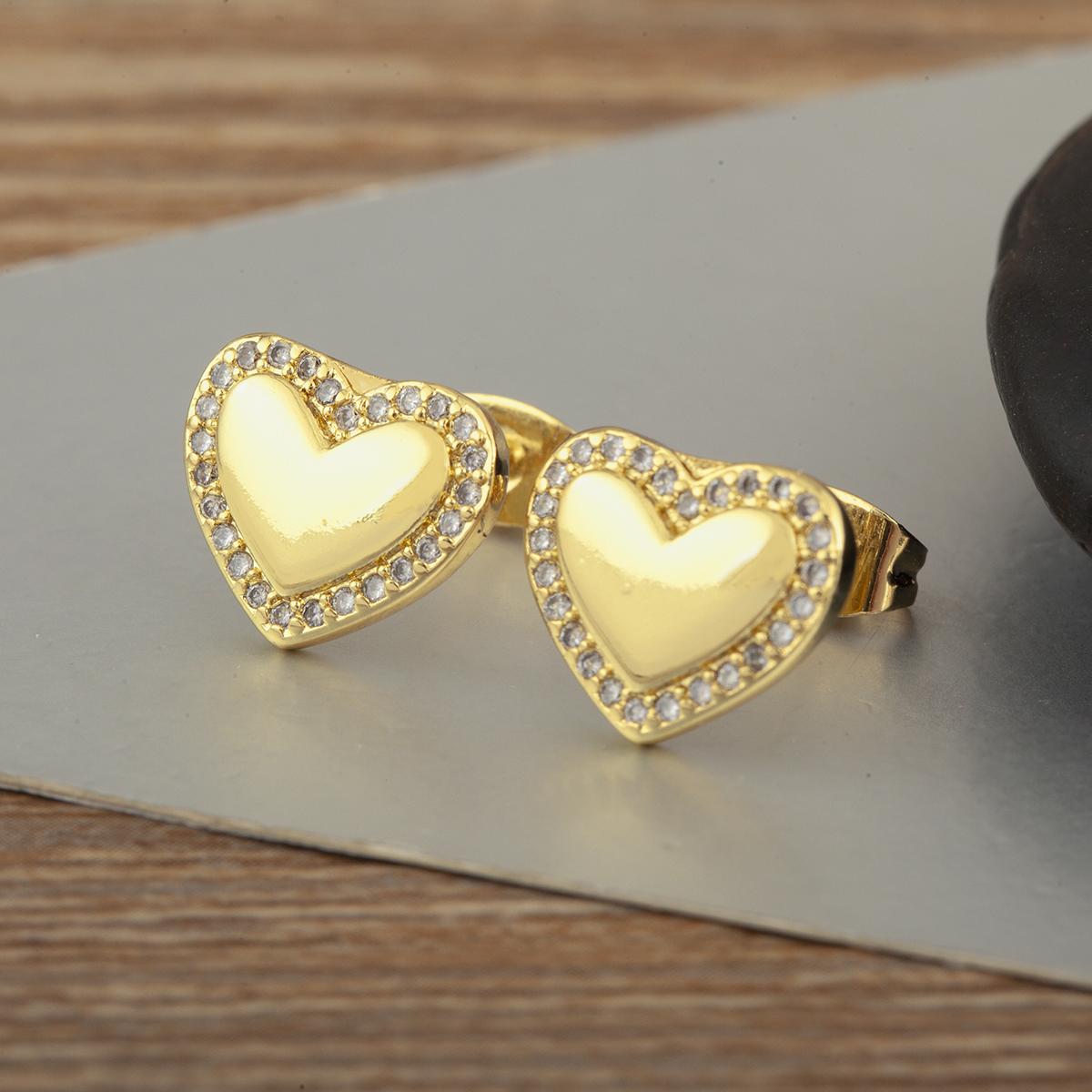

Nidin New Arrival Romantic Love Heart Shape Copper Cubic Zirconia Stud Earrings For Women Valentine s Day Fine Ear Jewelry Gifts білий