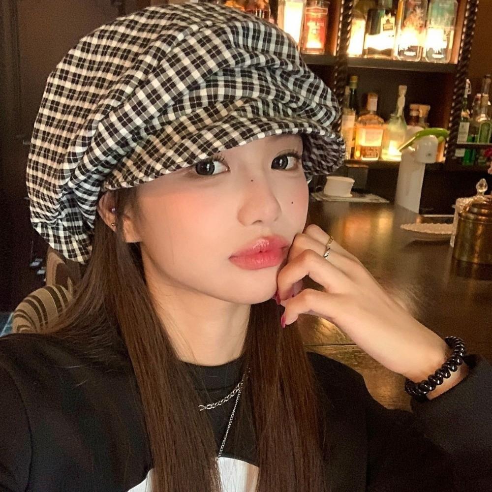 Cloud Y2k Plaid Beret Japanese Newsboy Cap Casual Octagonal Cap  Outdoor