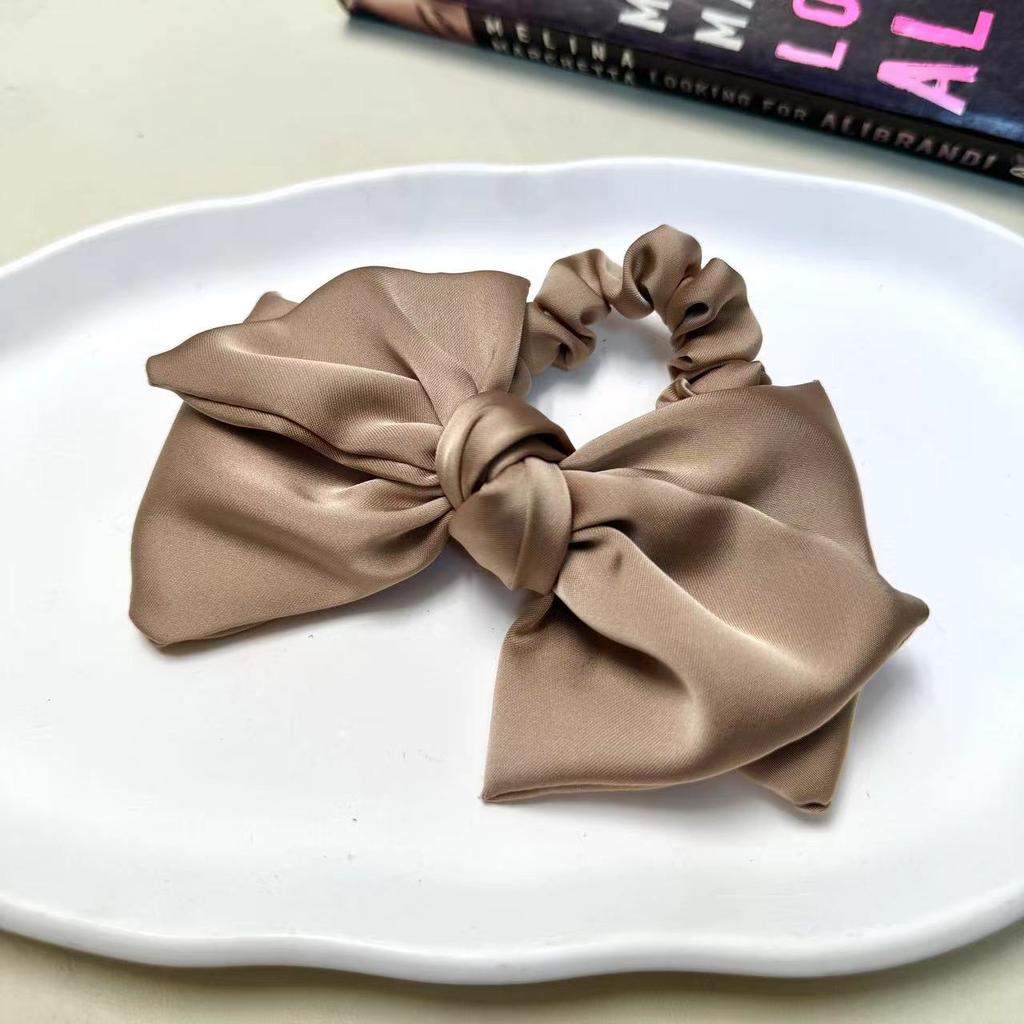 Cute Bowknot Hairties Scrunchies for Girls Acetate Cotton Hair Accessories for Pony Hair Double_layered Hair Bow Elastic Bands
