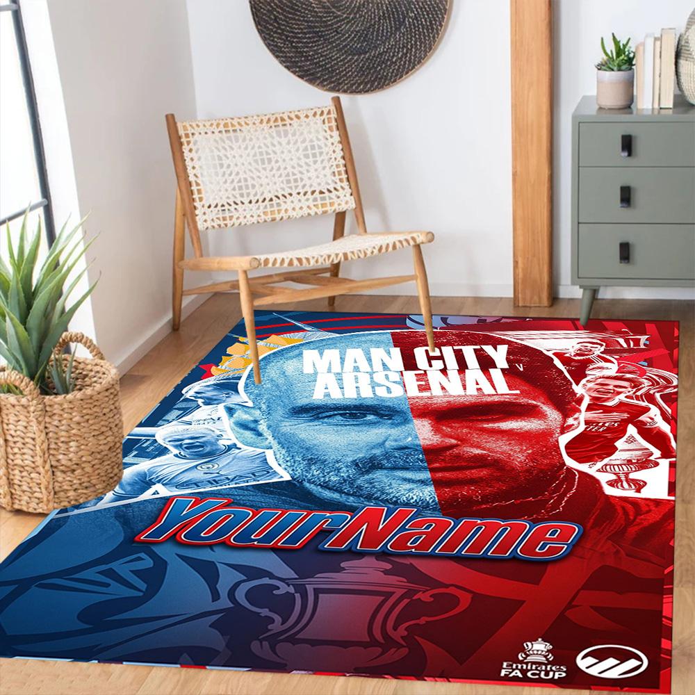 Arsenal Customizable Name Floor Mat Design for Study Room Living Rooms Decorate Room Dormitory Antislip Carpet Office Home Decor Gift for Festivals