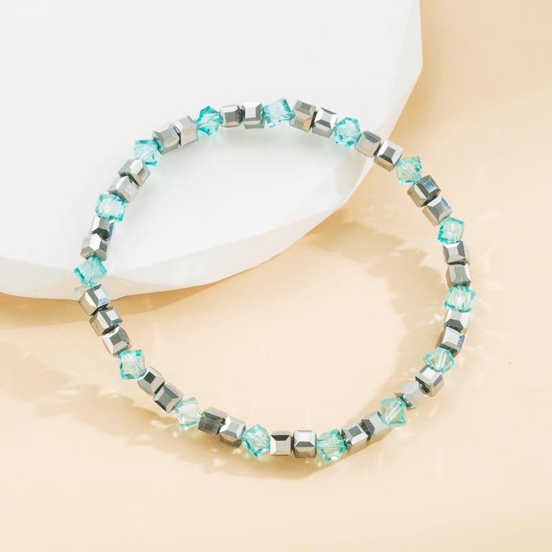 

Blue Turquoise Cubic Zirconia Star Charm Beaded Bracelet Set for Women Y2K Jewelry Gift 16cm синий