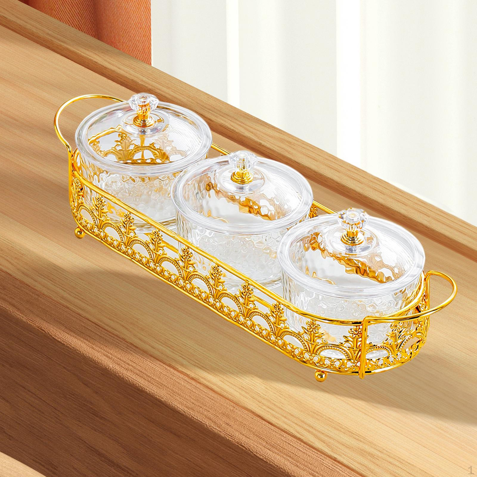 Dried Fruit Plate Divided Serving Dishes Portable Home Decoration Appetizer Candy Nuts Dish 3 Grids