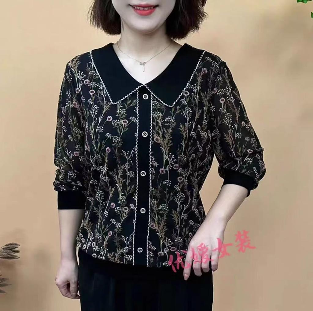Striped long-sleeved t-shirt women's 2025 shirt new spring and autumn outerwear top middle-aged inner bottoming shirt