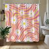 1 pieza Cortina de ducha con estampado de margaritas vintage, tela de poliéster, lavable a máquina, adecuada para la decoración del baño.