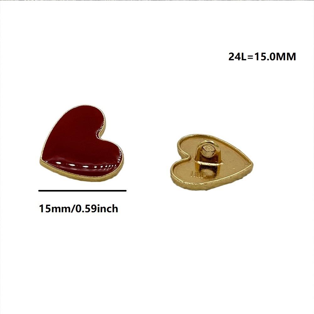 10 peças 15mm/18mm/20mm Botões Coração Vermelho Fivelas de Metal Para Suéter de Inverno Feminino Casaco Suprimentos DIY Costura de Roupas Trabalho Manual Decorativo