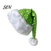 Santa Hat Christmas Sparkly for Women Men, Glitter Sequin with White Fluffy Trim Festive Costume Accessories Cosplay And Pom Pom, Holiday Party Bling