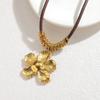 Douyin Retro Lederband Halskette mit Blumenanhänger und 18 Karat Gold Millard für Herbst-/Winterpullover