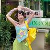TrendHub Fake Two Pieces Contrast Color Tank Top Bow Letter Star Patchwork Slim Tops Sweet Y2k Aesthetic Casual Fashion All Match Camis