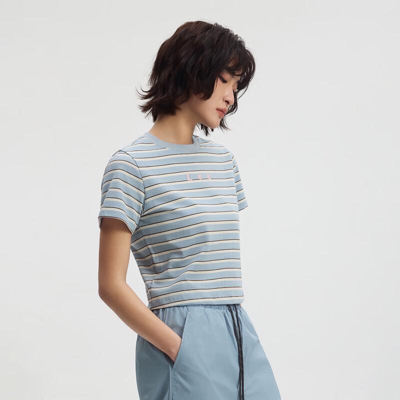 Lee Women's Logo Print Striped Short Sleeve T-Shirt