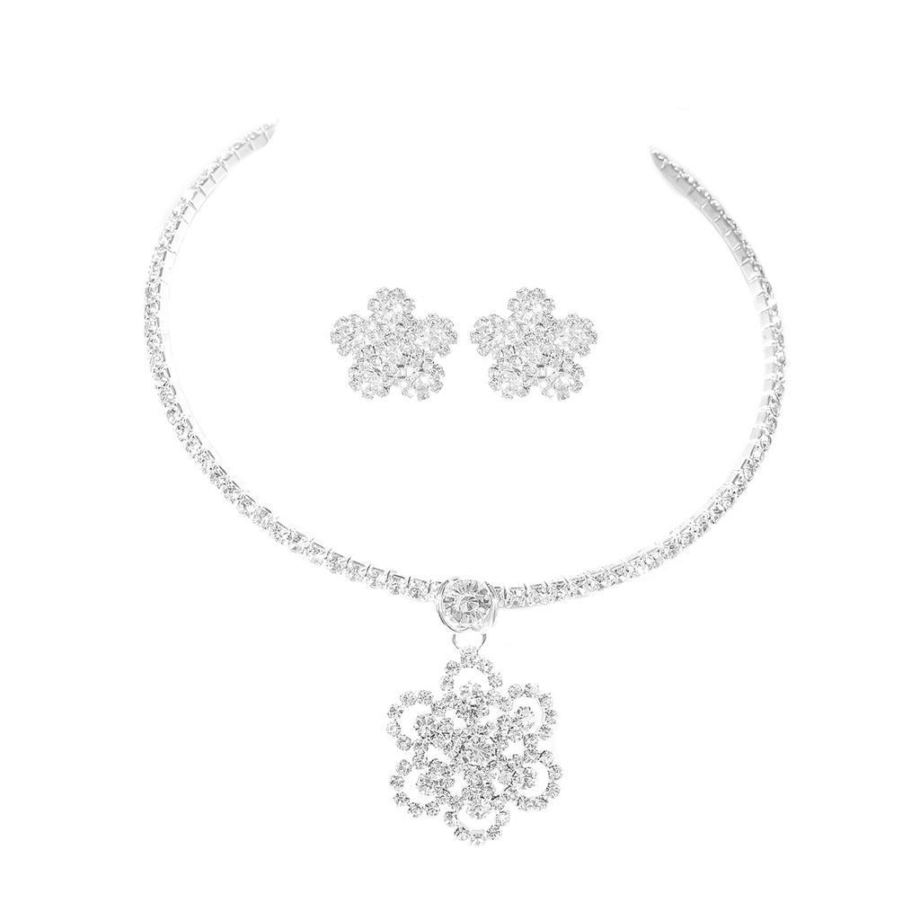 Butterfly Collar Necklace Rhinestone Necklace Earrings Wedding Two-piece Wedding Dress Accessories, Bridal Jewelry Set