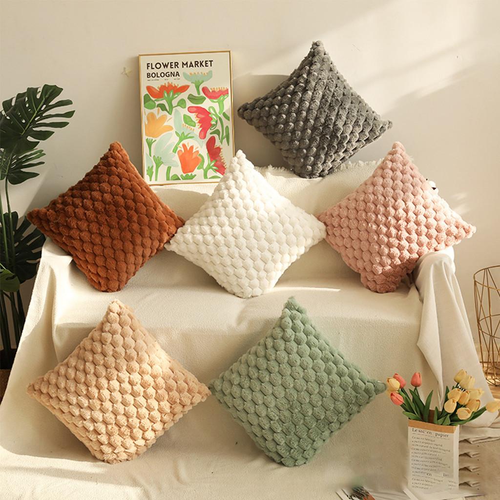 Pineapple Plush Lines Pillowcase Bedroom Imitation Rabbit Velvet Sofa Cushion