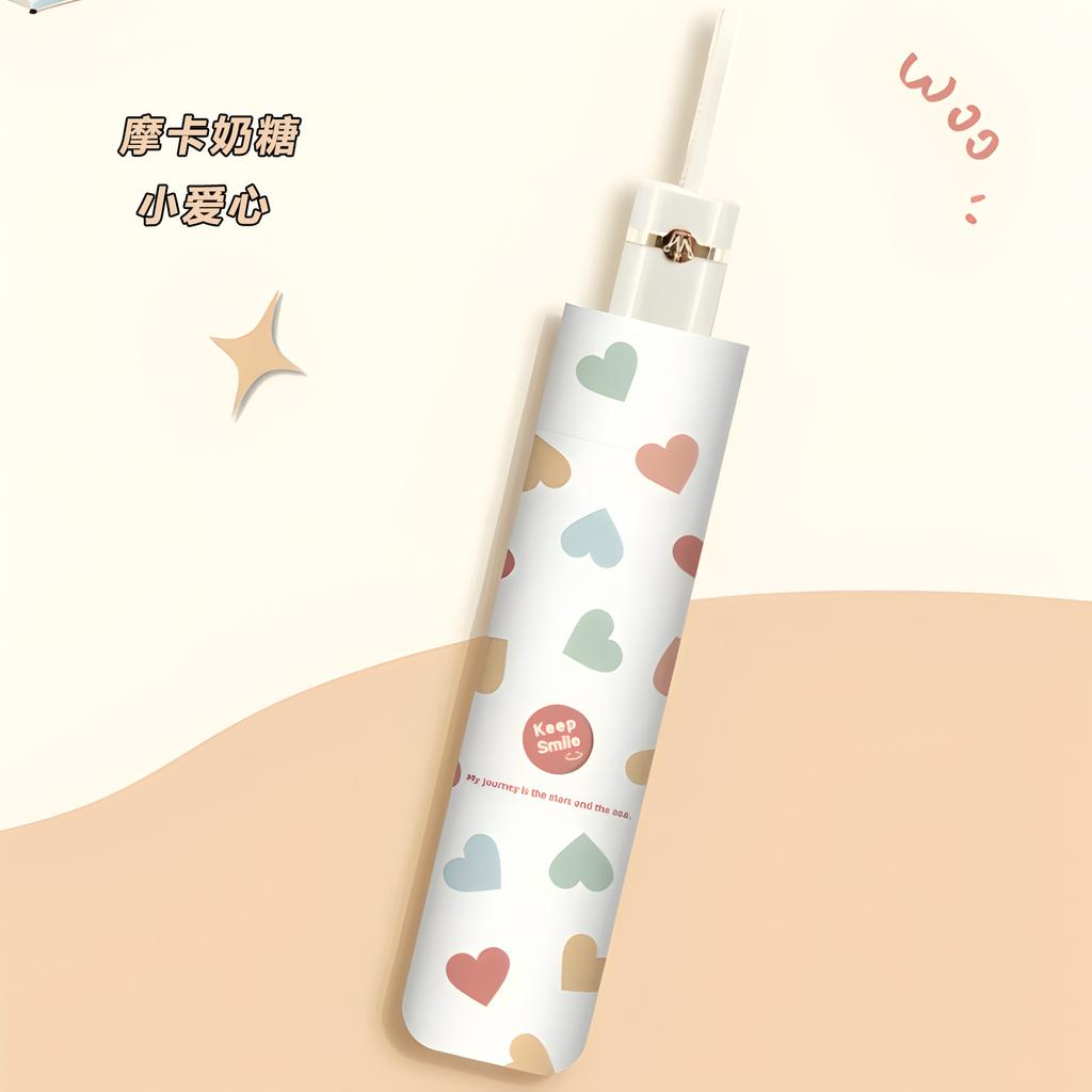Three-fold Eight-bone Hand-opened Steel Skeleton Vinyl Fabric Weather and Rain Sunshade Sun Umbrella Girl Cute