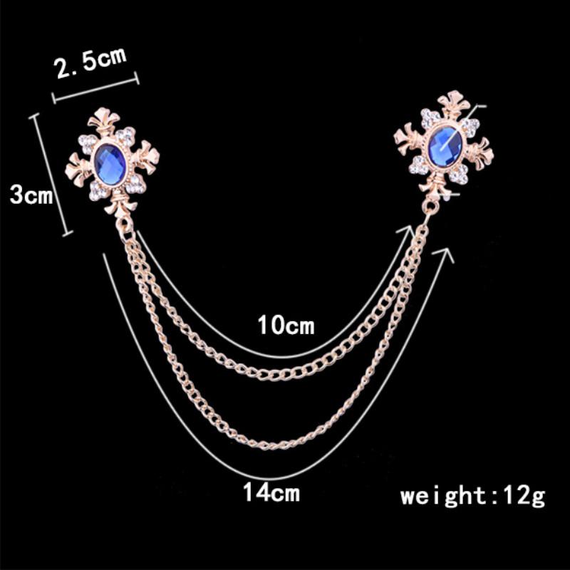 Fashion Tassel Crystal Cross Chain Brooch Women 'S Shirt Collar Pins And Brooches Personality Lapel Pin Buckle Women Accessories