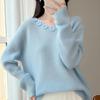 100% Silk Wool French Floral Patchwork Collar Sweater - Women's Autumn Winter Crochet Knitwear, Lazy Style