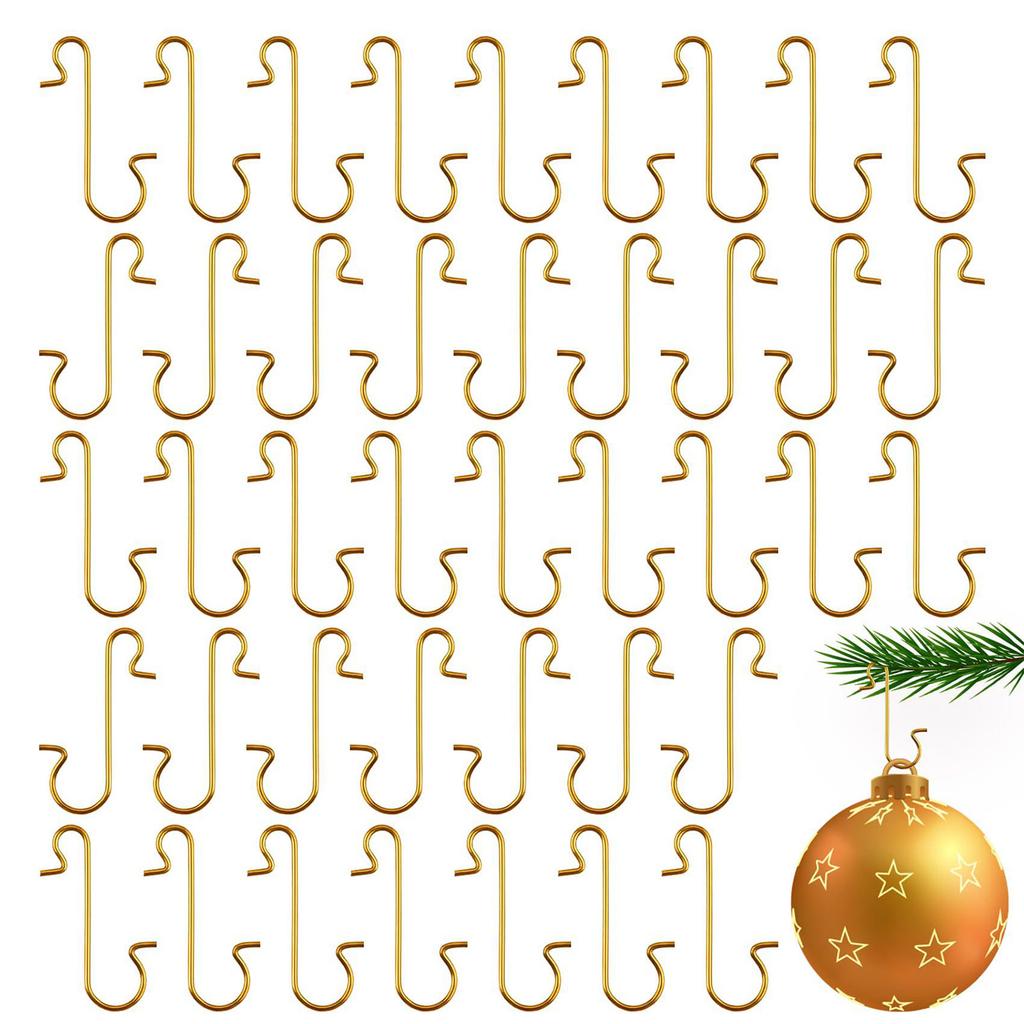 100pcs Christmas Ornament Hooks Metal Iron S-Shaped Hook Holders Christmas Tree Ball Pendant Hanging Decoration for Home