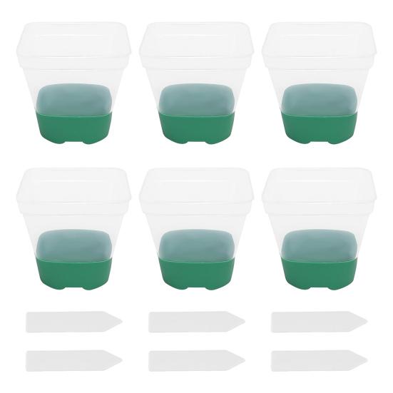 

6 шт. прозрачных горшков для рассады, горшки для выращивания рассады с силиконовым основанием, многоразовые семена, стартовый цветочный горшок с этикетками для сада, балкона