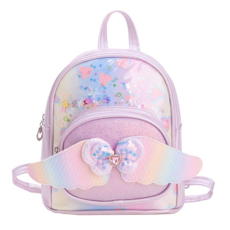 Shaped Heart Sequins Pattern Wings Backpack Children Schoolbag Fashion Gift