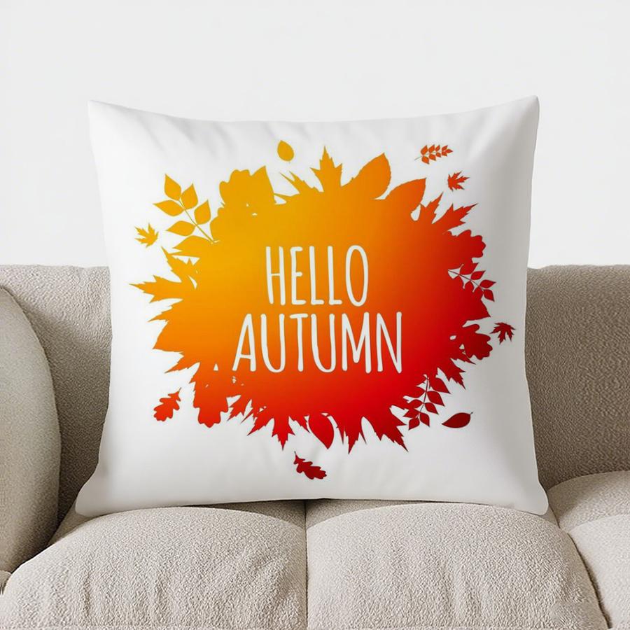 Home Decor Hello Autumn: Bird & Pumpkin Throw Pillow Pattern Cushion Cover Suitable For Sofa Bedroom Car Pillow Cover