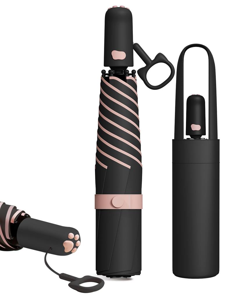 Katzenpfotenabdruck UV-Licht Faltbarer Automatischer UV-Geeignet für Sonne und für Geburtstag Inklusive Aufbewahrungstasche Sonnenschirm, Schutz, 100% Blockierend, Regenschirm,