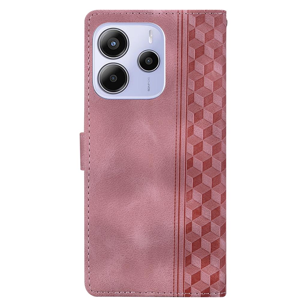 For Xiaomi Redmi Note 14 5G Leather Case Imprinted Checkered Pattern Wallet Stand Flip Phone Cover