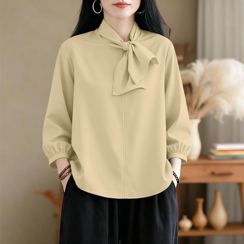 ZANZEA Women Casual Round Neck Solid Color Elegant 3/4 Sleeve Blouse