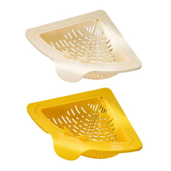 Triangular Magnetic Sink Strainer Corner Drain Basket with Twist-Open Bottom Automatic Dumping Kitchen Sink Waste Catcher for Food Scraps Debris