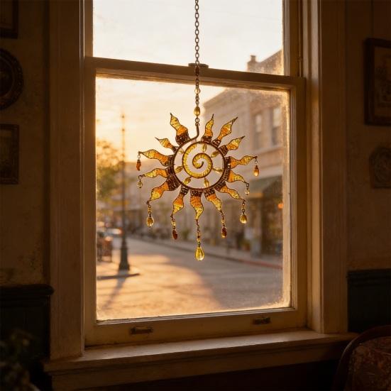 Cattura Sole Suncatcher Boho Ornamento da Appendere alla Finestra Acrilico Effetto Vetro Colorato Arte Cattura Sole per Interni Esterni Decorazioni Casa Giardino