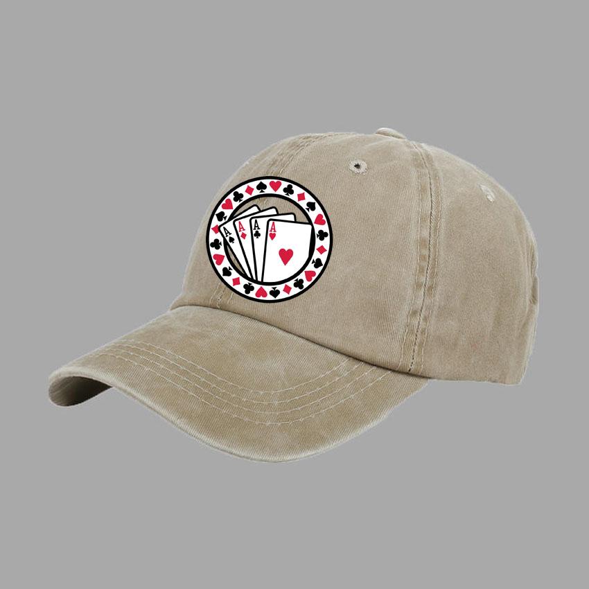 Baseball Caps Men Women Vintage Washed 100% Cotton Dad Hat Funny Poker Pattern Print DIY Team Logo Snapback Cap Hip Hop Hat