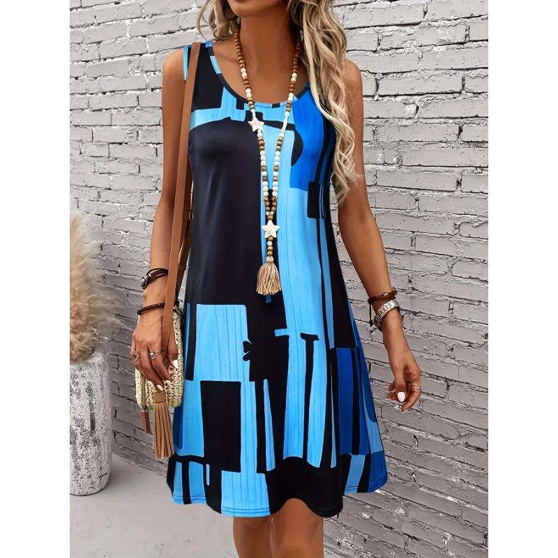 [Vacation Theme] Geometric Pattern Women's Blouse Dress