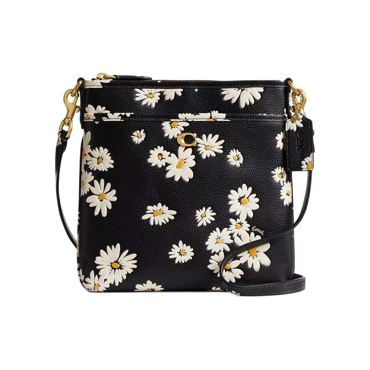 

Coach Kitt 20 Floral Print Polished Pebble Leather Messenger Bag Women bags Black Multicolor CS131-B4M2 Basic Set (Bag+Dust Bag)