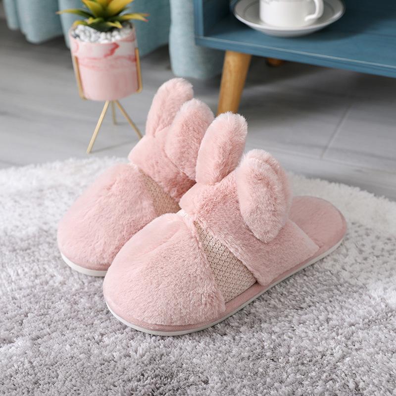 

Autumn and winter fluffy slippers children s cotton slippers winter cotton shoes household warmth indoor couple parent-child 30-31
