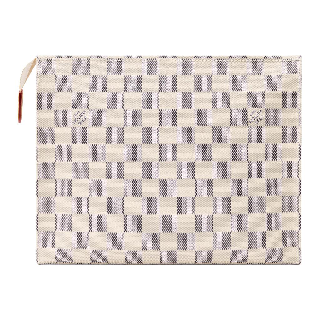Louis Vuitton Poche Toilette Damier Azur Beschichtetes Canvas Kulturtasche Damen Kulturtasche Beige N40929