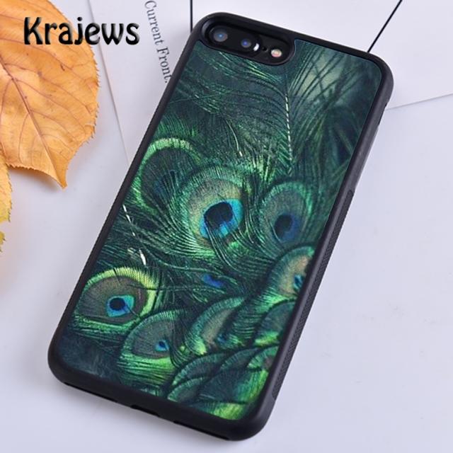 Krajews Turquoise Stone Flora Peacock Feather Phone Case For iPhone 17 Air 16 15 14 plus 11 12 13 pro max coque Fundas
