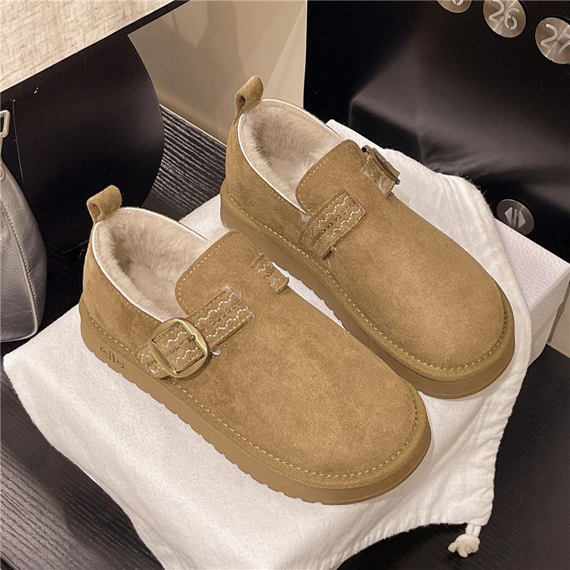 Thick-soled Women's Non-slip Soft-soled Comfortable Snow Boots 2025 New Winter Velvet Low-top One-pedal Thermal Cotton Shoes